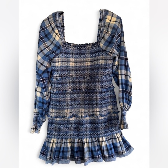 LoveShackFancy Blue Plaid Puff Sleeve Dress - Picture 9 of 9